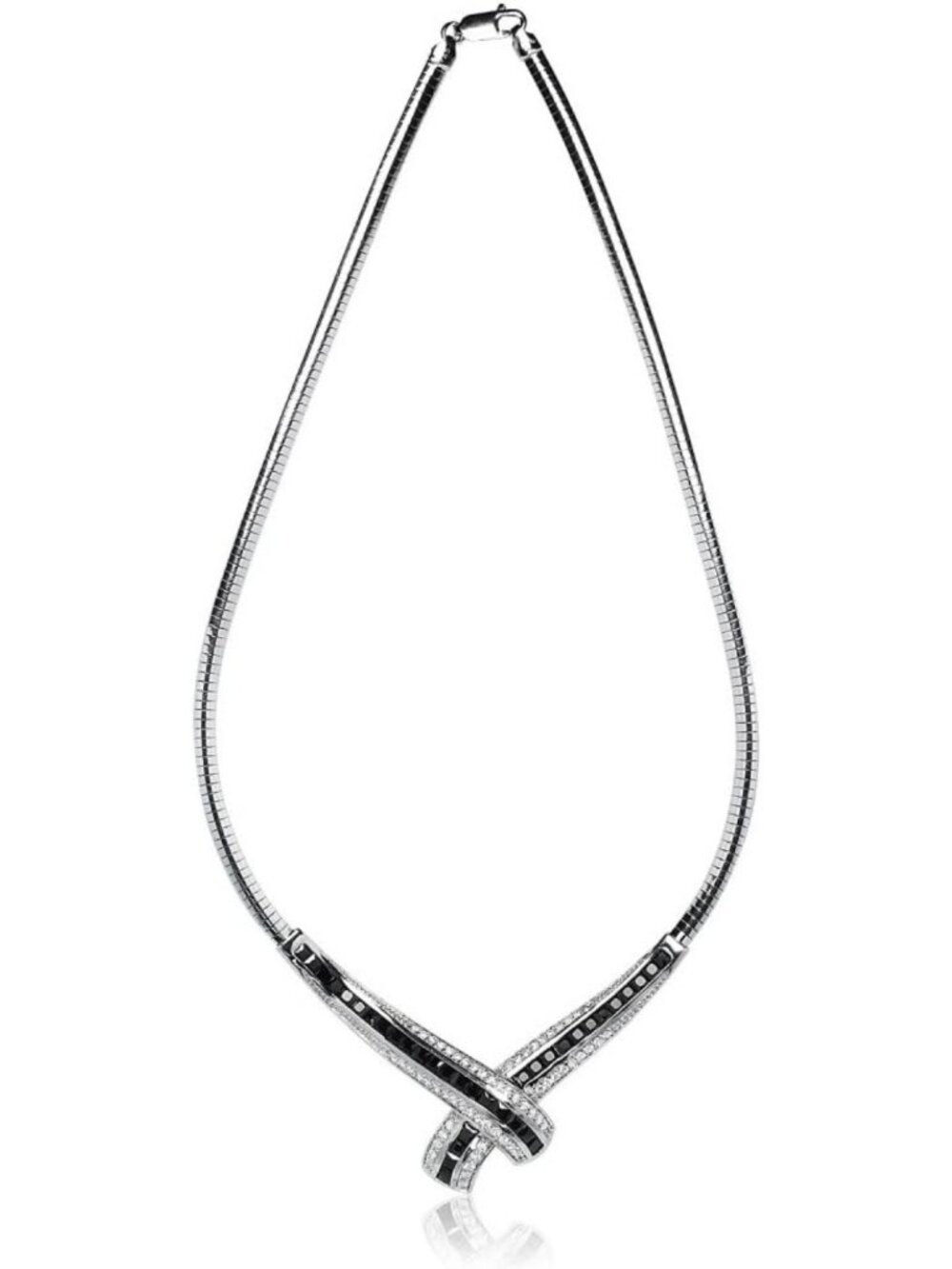 Sterling Silver Cubic Zirconia Statement Necklace - Elegant Evening Jewelry